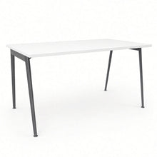 Load image into Gallery viewer, Symphony Office Desk in White Finish with Shadow Grey Metal Legs
