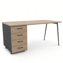 Load image into Gallery viewer, Symphony Office Desk with Storage in Elm Finish with Shadow Grey Legs
