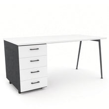 Load image into Gallery viewer, Symphony Office Desk with Storage in White Finish with Shadow Grey Legs
