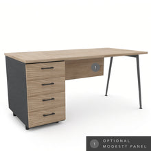 Load image into Gallery viewer, Symphony Office Desk with Storage in Elm Finish with Optional Modesty Panel
