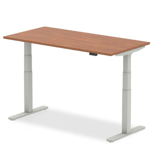 Silver and Walnut Sit Stand Desk