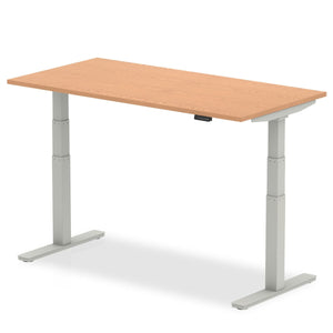 Silver and Oak Sitting to Standing Desk