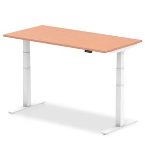 White and Beech Sit Stand Desk