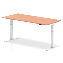 Load image into Gallery viewer, White and Beech Stand Sit Desk
