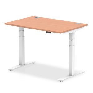 White and Beech Electric Standing Up Desk