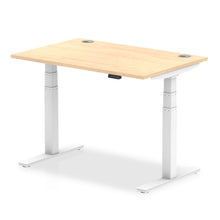 Load image into Gallery viewer, White and Maple Electric Standing Up Desk
