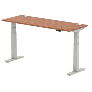 Silver and Walnut Sit Standing Desk