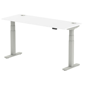 Silver and White Sit Standing Desk