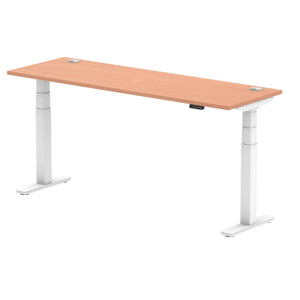 White and Beech Standing Sit Desk