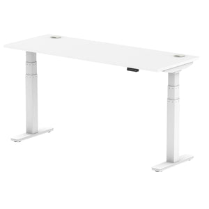 White and White Sit Standing Desk