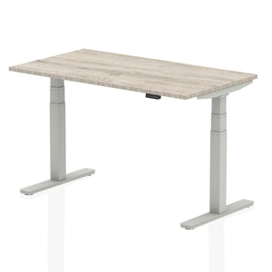 Silver and Grey Oak Sit Stand Desk