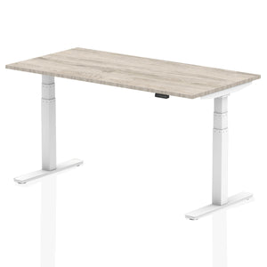White and Grey Oak Sitting to Standing Desk