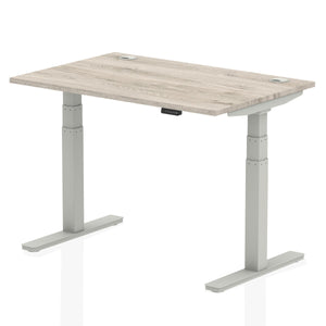 Silver and Grey Oak Electric Standing Up Desk