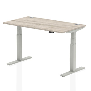 White and Grey Oak Stand or Sit Desk