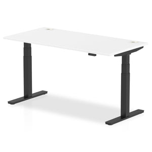 White and Beech Height Adjustable Desk