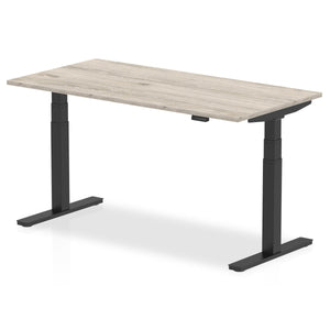 Black and Grey Oak Sitting to Standing Desk