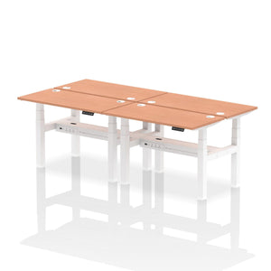 White and Beech 4 Person Stand to Sit Desk