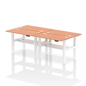 White and Beech 4 Person Stand to Sit Desk