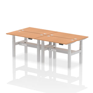 Silver and Maple 4 Person Stand to Sit Desk