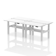 Load image into Gallery viewer, Silver and Walnut 4 Person Stand to Sit Desk
