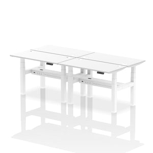White and Walnut 4 Person Stand to Sit Desk