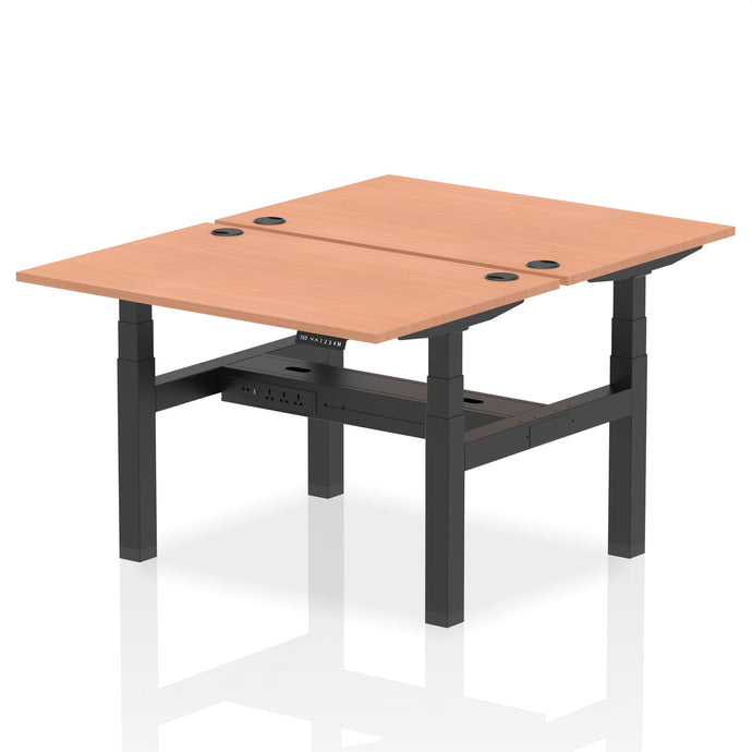 Black and Beech 2 Person Standing Desk