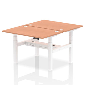 White and Beech 2 Person Standing Desk