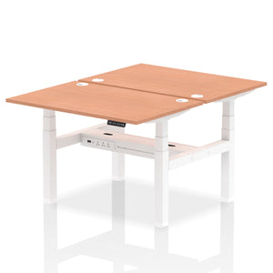 White and Beech 2 Person Standing Desk