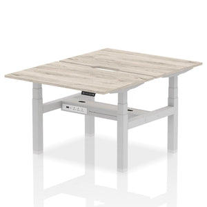 Silver and Grey Oak 2 Person Standing Up Desks