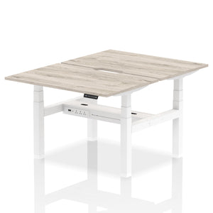 White and Grey Oak 2 Person Standing Up Desks