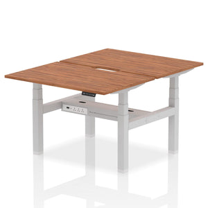 Silver and Walnut 2 Person Standing Up Desks