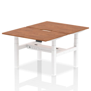 White and Walnut 2 Person Standing Up Desks