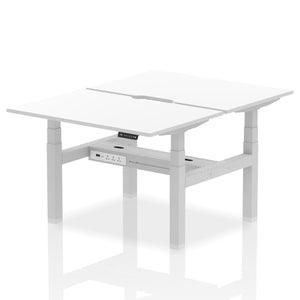Silver and White 2 Person Standing Up Desks