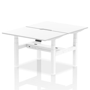White and White 2 Person Standing Up Desks