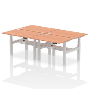 Silver and Beech 4 Person Stand and Sit Desk
