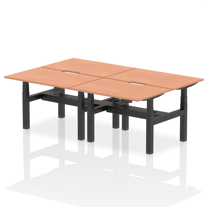 Black and Beech 4 Person Stand Sit Desks