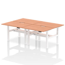 Load image into Gallery viewer, White and Beech 4 Person Stand Sit Desks

