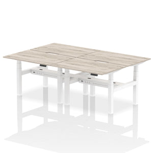 White and Grey Oak 4 Person Stand Sit Desks