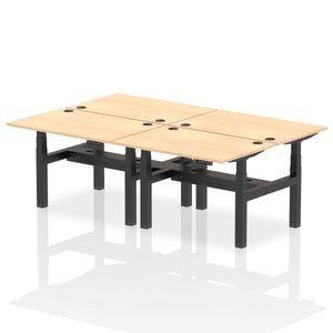 Black and Grey Oak 4 Person Stand and Sit Desk