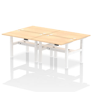 White and Grey Oak 4 Person Stand and Sit Desk