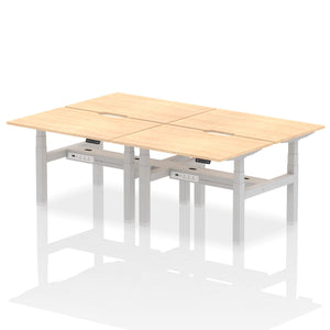 Silver and Maple 4 Person Stand Sit Desks