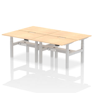Silver and Maple 4 Person Stand Sit Desks