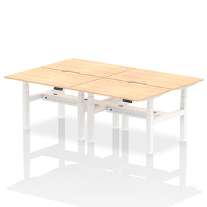 White and Maple 4 Person Stand Sit Desks