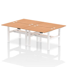 Load image into Gallery viewer, White and Maple 4 Person Stand and Sit Desk
