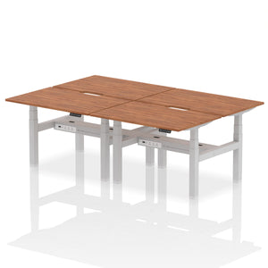 Silver and Walnut 4 Person Stand Sit Desks