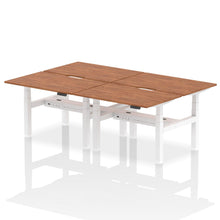 Load image into Gallery viewer, White and Walnut 4 Person Stand Sit Desks
