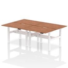 Load image into Gallery viewer, White and Walnut 4 Person Stand Sit Desks
