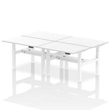 Load image into Gallery viewer, White and Walnut 4 Person Stand and Sit Desk
