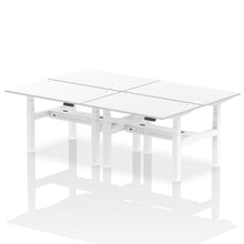 Load image into Gallery viewer, White and Walnut 4 Person Stand and Sit Desk
