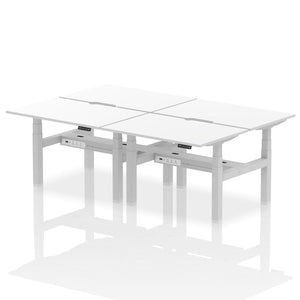 Silver and White 4 Person Stand Sit Desks